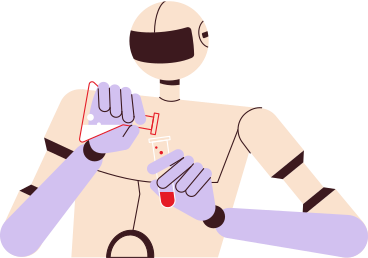 laboratory robot with test tubes PNG, SVG