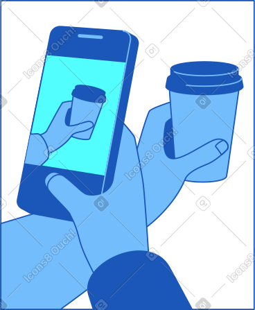 Frame with phone and coffee PNG, SVG