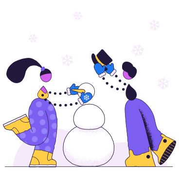 Дети лепят снеговика в PNG, SVG