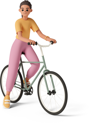 woman sitting on bicycle ready to ride PNG、SVG