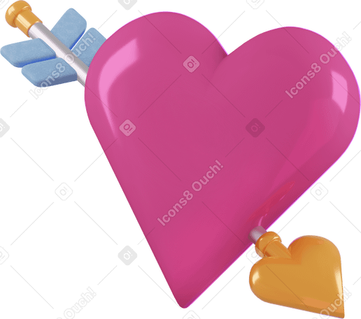 3D Corazón con flecha PNG, SVG