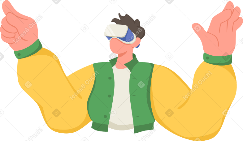 Мужчина в гарнитуре виртуальной реальности в PNG, SVG