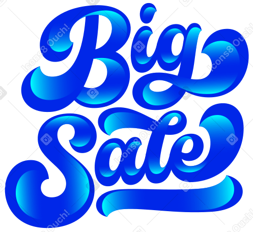 lettering big sale with gradient shadow text PNG, SVG