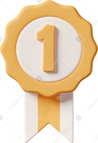 3D first place badge Illustration in PNG, SVG