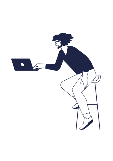 Man sitting on chair and typing on laptop animated illustration in GIF, Lottie (JSON), AE