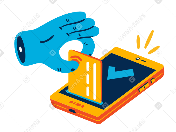 Hand makes an online payment via phone Illustration in PNG, SVG
