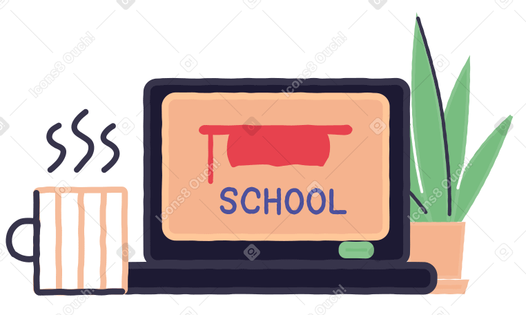 自宅から学校で勉強する PNG、SVG