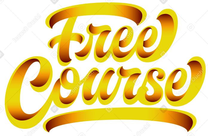 lettering free course with gradient shadow Illustration in PNG, SVG