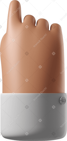 3D back view of tanned skin hand pointing up Illustration in PNG, SVG