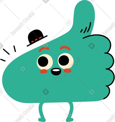 Green character thumbs up with hat PNG, SVG