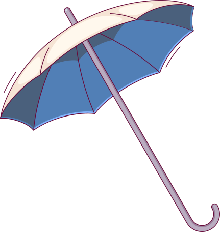 bicolor umbrella cane Illustration in PNG, SVG