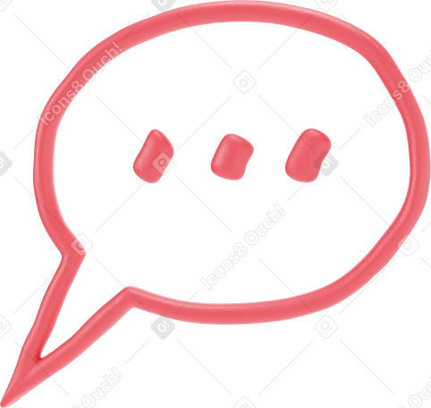 3D Red outline speech bubble Illustration in PNG, SVG