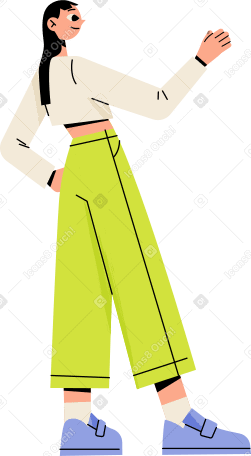 young woman raised one hand Illustration in PNG, SVG