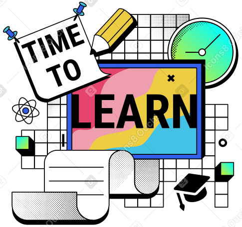 Time to learn with blackboard and school supplies PNG, SVG