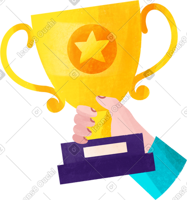 Hand holding winner's cup PNG, SVG