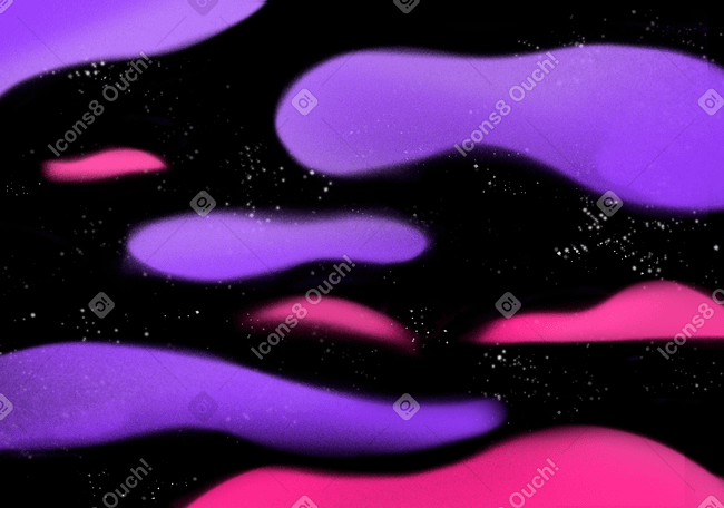 Starry sky background with purple and pink clouds Illustration in PNG, SVG