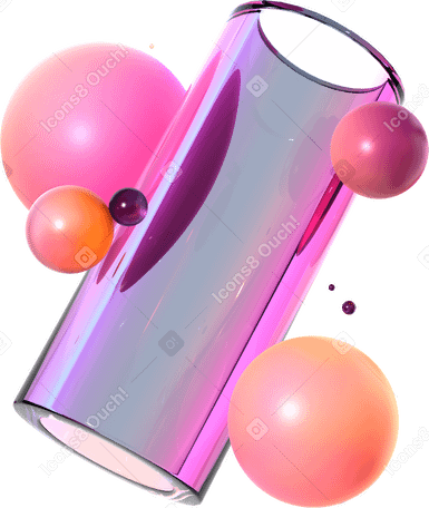 3D 浮遊球の付いた虹色のガラス管 PNG、SVG