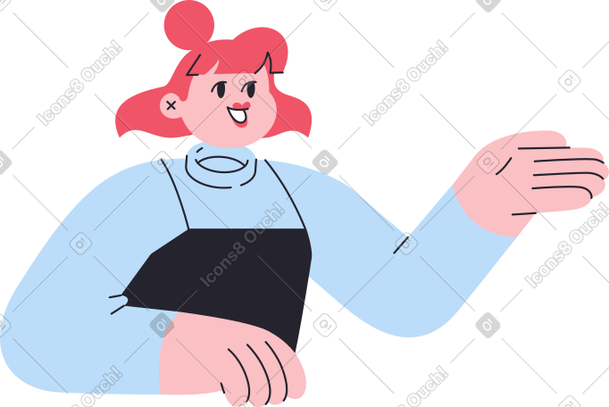 半身女孩说话并展示一些东西 PNG, SVG