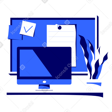 Desktop in the office Illustration in PNG, SVG