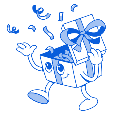 La caja de regalo abre la tapa y lanza confeti PNG, SVG