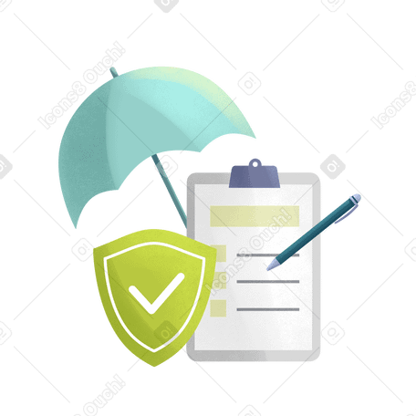 Договор медицинского страхования со щитом и зонтиком в PNG, SVG