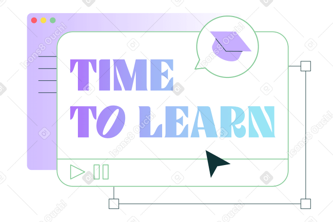 Text time to learn lettering with graduation cap PNG, SVG