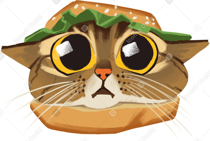 cat in hamburger PNG, SVG