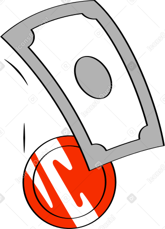 Banconota e moneta rossa con riflessi PNG, SVG