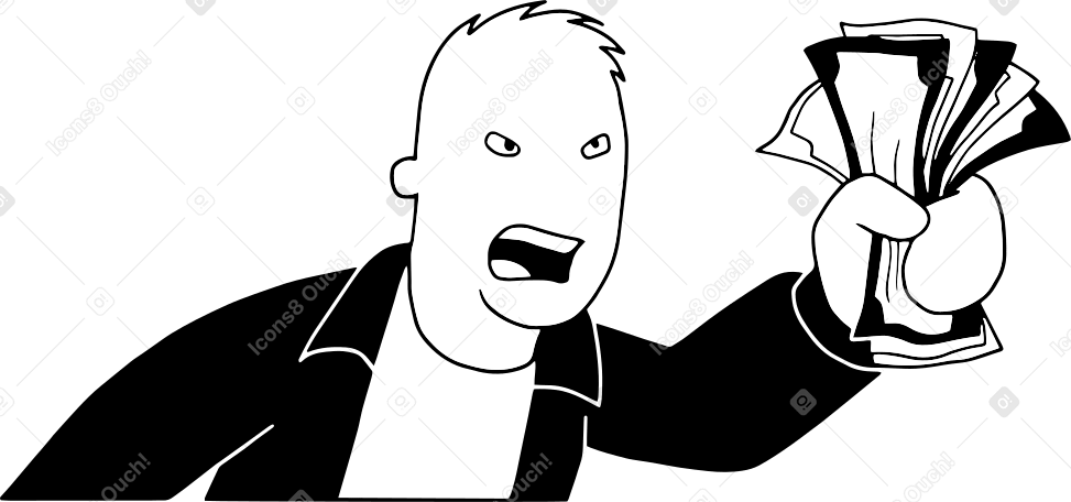 Personaje de doodle sosteniendo dinero PNG, SVG