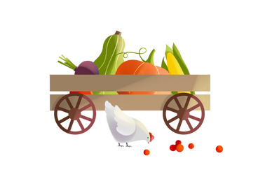 Cart with vegetables PNG, SVG