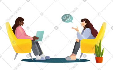 年轻女性在治疗过程中交流 PNG, SVG