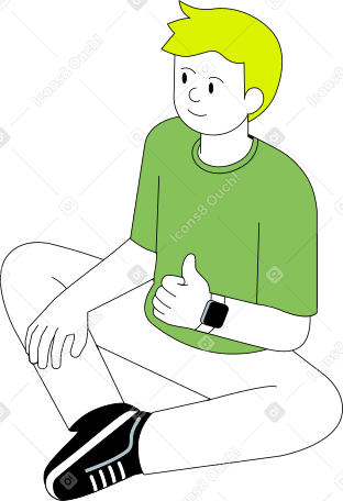 Uomo seduto nella posizione del loto e mostrando il pollice in su PNG, SVG