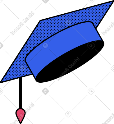 Blue graduation hat with red tassel PNG, SVG