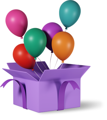 Подарочная коробка и воздушные шары в PNG, SVG