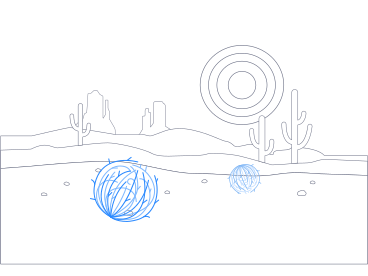 Paysage désertique avec tumbleweed et cactus PNG, SVG