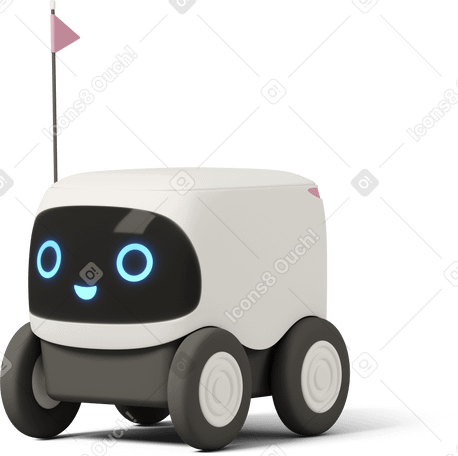 3D delivery robot Illustration in PNG, SVG