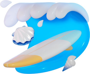 Tavola da surf su un'onda del mare PNG, SVG