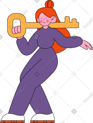 Woman with a big key on her shoulders PNG, SVG