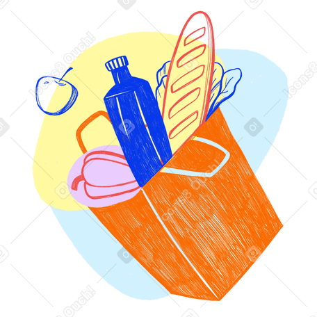 Natural farm products in a kraft bag Illustration in PNG, SVG