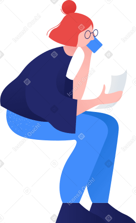 working woman talking on the phone Illustration in PNG, SVG