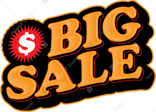 lettering big sale with dollar sign Illustration in PNG, SVG