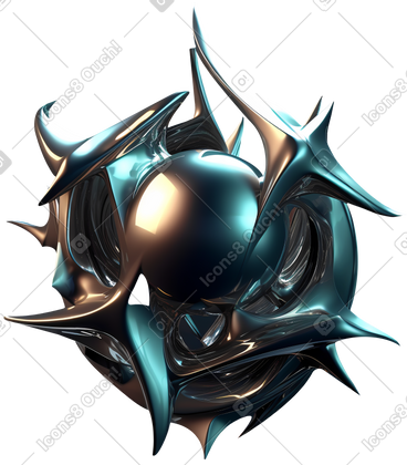 D abstract shiny metal form PNG, SVG