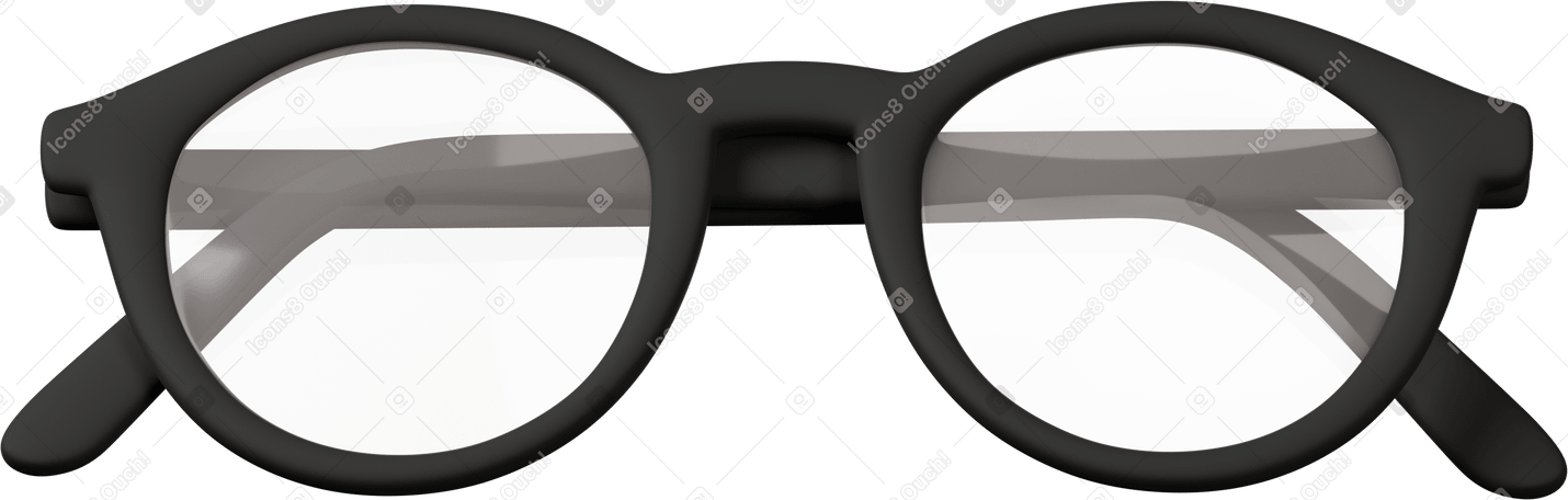 3D black eyeglasses PNG, SVG
