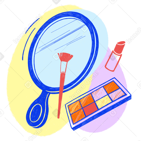 Mirror and makeup items Illustration in PNG, SVG