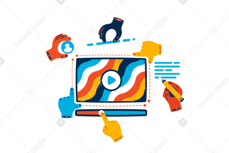 Team working together on a website design Illustration in PNG, SVG