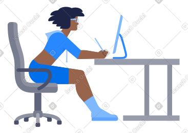 工作电脑的女孩 PNG, SVG