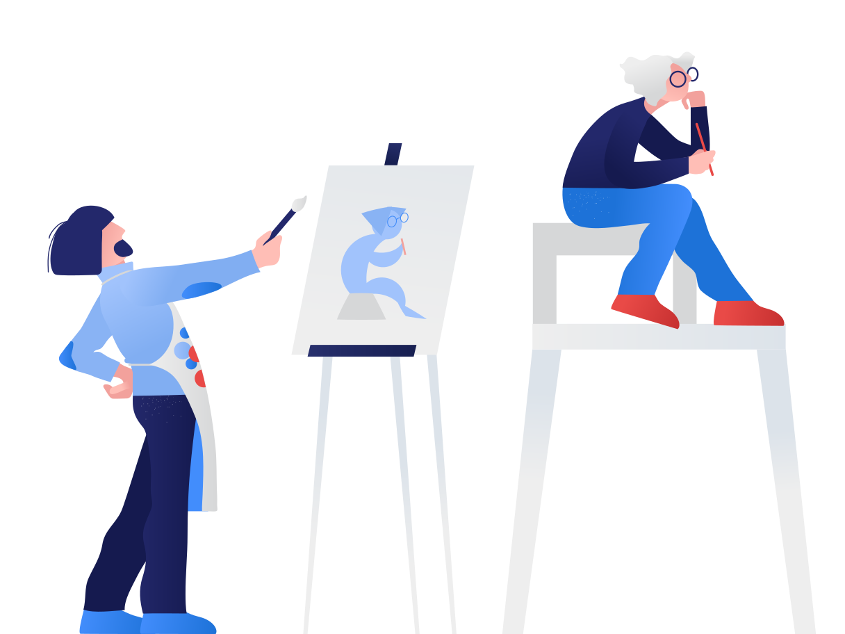 The artist paints a picture Illustration in PNG, SVG