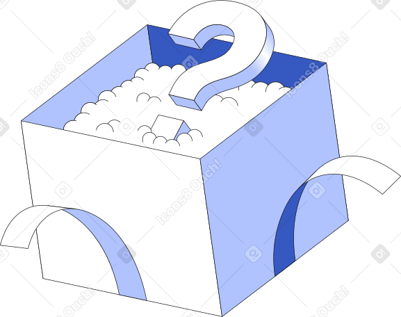 open box with filler and question mark Illustration in PNG, SVG