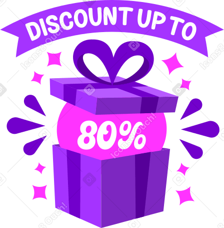 lettering discount up to eighty percent gift Illustration in PNG, SVG