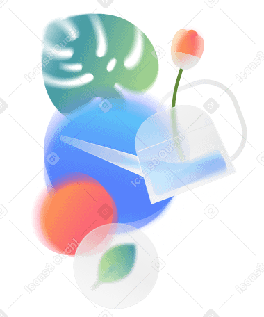 Watering can with flower and monstera leaf PNG, SVG
